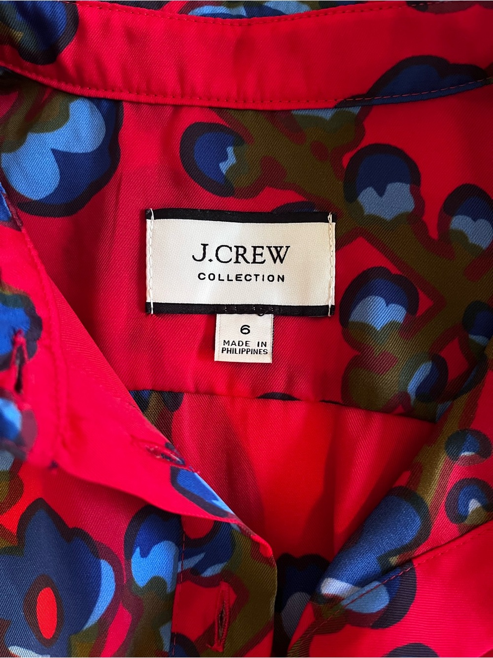 J CREW Collection Red Long-Sleeve Floral Midi Dress - Picture 6 of 8